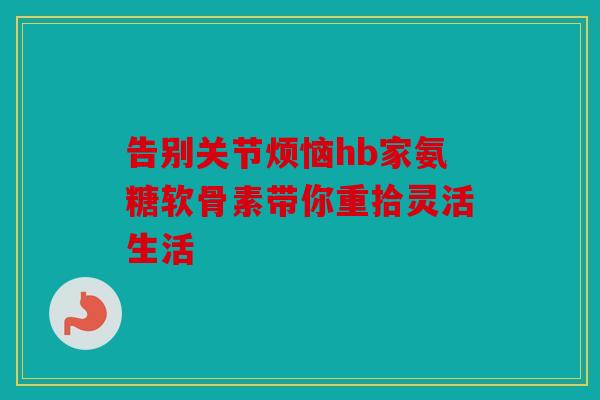 告别关节烦恼hb家氨糖软骨素带你重拾灵活生活