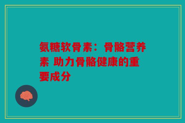 氨糖软骨素：骨骼营养素 助力骨骼健康的重要成分