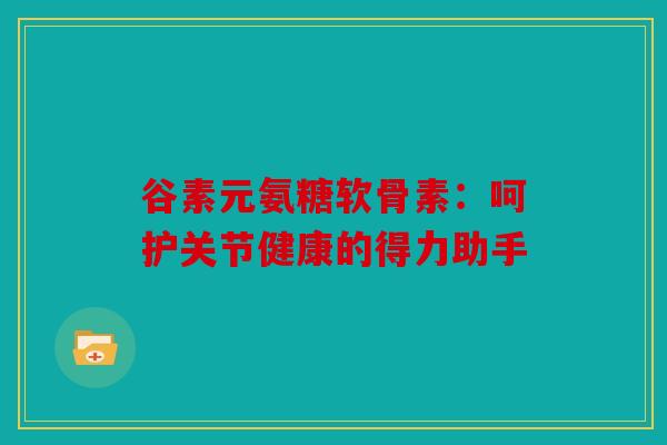 谷素元氨糖软骨素：呵护关节健康的得力助手
