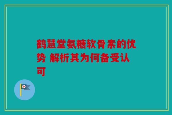 鹤慧堂氨糖软骨素的优势 解析其为何备受认可