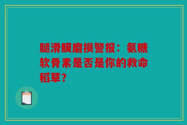 腿滑膜磨损警报：氨糖软骨素是否是你的救命稻草？