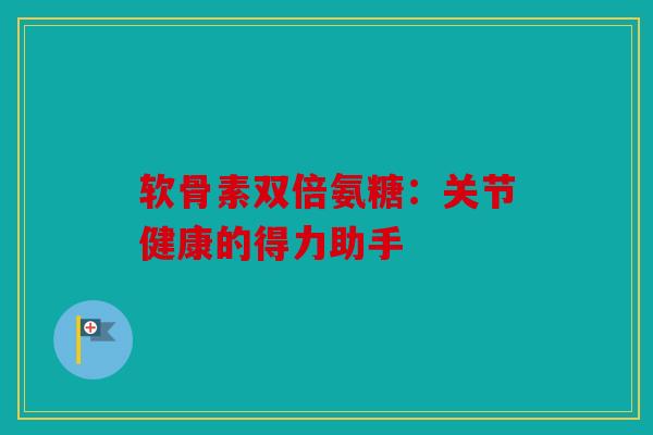 软骨素双倍氨糖：关节健康的得力助手